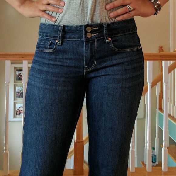 Vintage Y2K GAP Perfect Boot Blue Denim Flare Jeans 5 Pockets Women's Size 27/4a - Picture 3 of 4